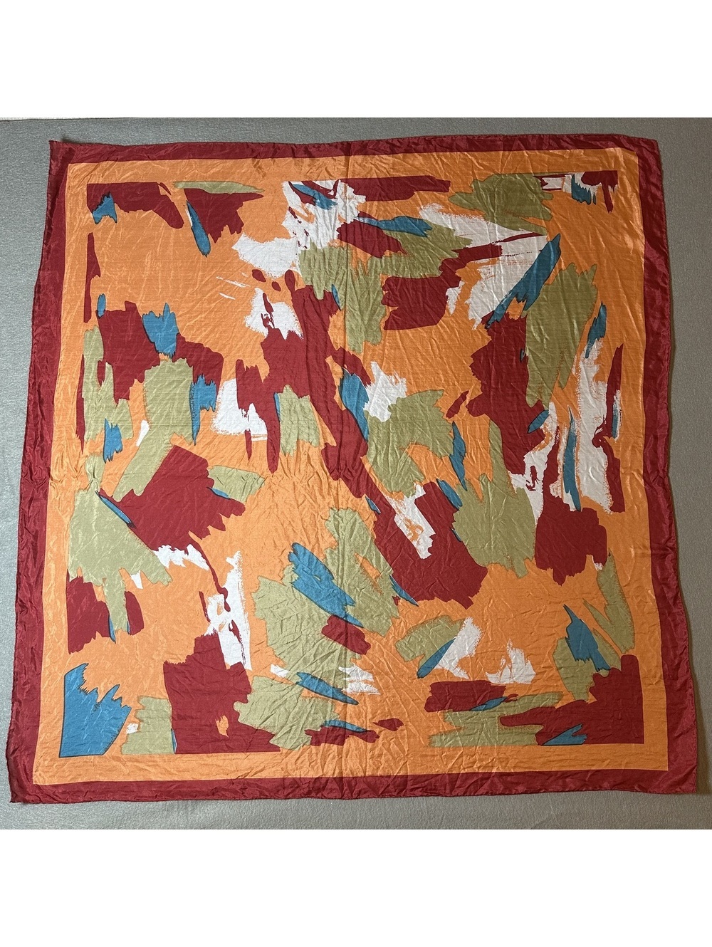 Vintage Abstract Pattern Square Scarf in Warm Tones